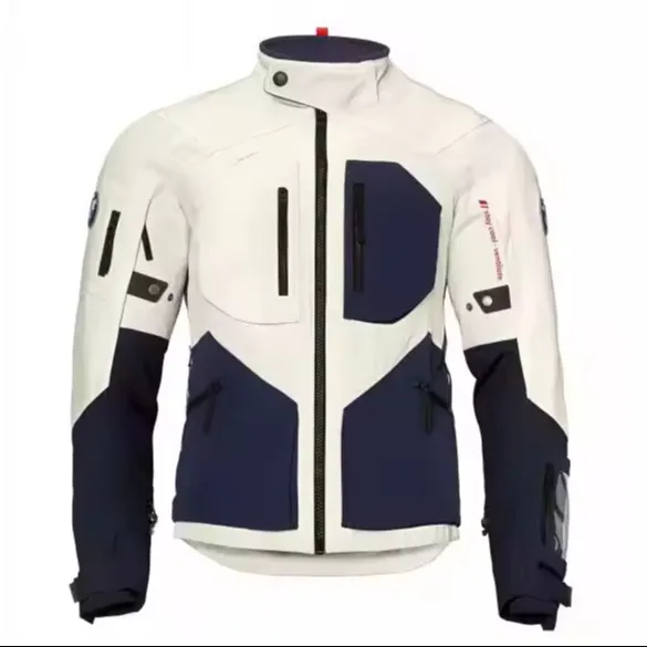 B M W GS Rally GTX motorbike jacket men (night blue / white) Jacket Clothing Men's Waterproof Racing Motor Bike Leather Jackets