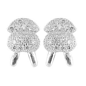 Pendientes de Botón con Forma de Corazón en Oro Rosa con Detalles de Diamantes para Uso Diario de Mujer - Product Image 1