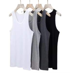 2025 camiseta sin mangas con estampado personalizado de alta calidad para hombre gimnasio Fitness Streetwear sin mangas Muscle Fit 100% algodón acanalado camiseta sin mangas para hombres - Product Image 1