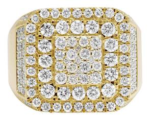 Square Face Cluster Mens <b>Ring</b> in 10K Gold <b>Iced</b> Out with Lab Grown Diamonds for Bold Hip Hop Fashion Jewelry - Product Image 3