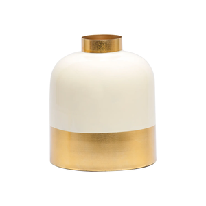 Dual Tone White and <b>Gold</b> Metal <b>Vase</b> with Elegant Handcrafted Decorative Accent for Modern Minimalist & Luxury Decor - Product Image 1