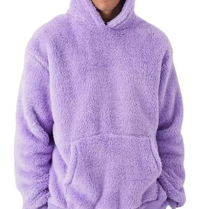 Custom <b>Cute</b> <b>Bear</b> Ears Men's Sherpa Fleece 100% Cotton Heavyweight Thick Fur Eco-Friendly Winter Pullover Hoodie - Product Image 6
