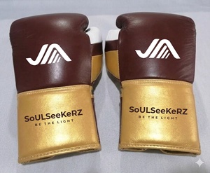 Gants de boxe en cuir PU imperméable avec logo personnalisé pour l'entraînement au Muay Thai, 10 oz et 16 oz - Product Image 2