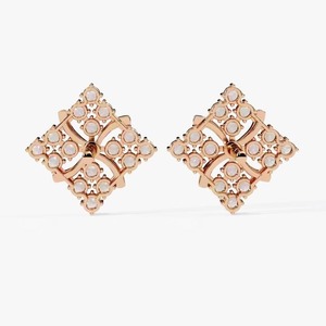 Luxury Rose Gold Flower <b>Stud</b> <b>Earrings</b> with Cubic Zirconia Geometric <b>Crystal</b> <b>Earrings</b> for Women Elegant Fashion Jewelry - Product Image 3