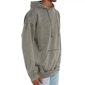 High Quality 100% Cotton Acid Washed <b>Vintage</b> Hoodie High Street Series Winter <b>Old</b> Sweater with Solid Pattern Stone Washed Look - Product Image 5