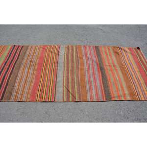 พรมขนแกะสีน้ำตาลส้มแบบดั้งเดิมขนาด3.8x8.6ฟุตสไตล์วินเทจแบบตุรกีสี่เหลี่ยมผืนใหญ่ดีไซน์แบบเย็บปะต่อกันเป็นช่องขนาด9x12 - Product Image 3