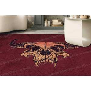 Printed Wool Rug-Modern Horror Devil Demon Patchwork Design with <b>Latex</b> Backing <b>for</b> Home or <b>Man</b> Cave Goblen Rug - Product Image 1
