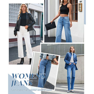 Pantalones vaqueros holgados de estilo Hip Hop para mujer, ropa de calle vintage alta con logotipo personalizado, Vaqueros holgados lavados medios, pierna ancha recta de alta calidad - Product Image 6