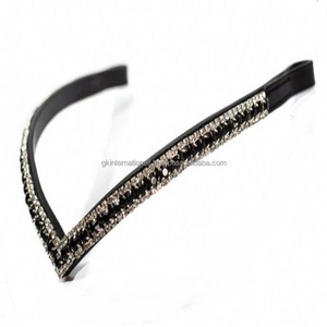 Banda de cuero negro y plateado con forma de V para cejas, banda personalizada con 3 filas en color negro y plateado - Product Image 5