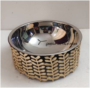 Calentador de comida hecho a mano de metal dorado y negro, cazuela y olla caliente para cocina casera, plato de servicio dorado de alta calidad - Product Image 4