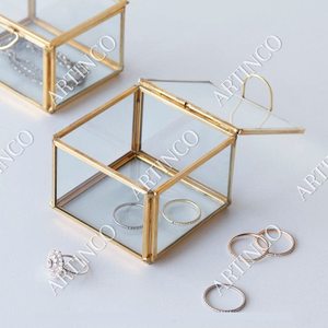 Decorative Transparent Glass and Brass <b>Memory</b> <b>Box</b> for Jewelry Coins & Trinkets - Product Image 3