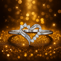 Élégante bague de promesse en argent sterling 925 en forme de cœur pour femme, sertie de zircone cubique, pour mariage, usage quotidien ou bureau