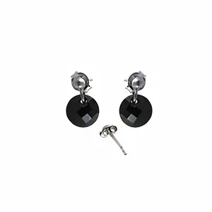 Boucles d'oreilles en argent 925 avec pierre précieuse noire pour femme, cadeau de mode - Product Image 1