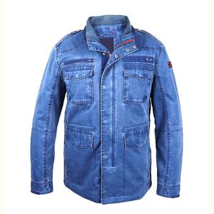 Mens Fashion Leather Jacket 97% Washed Cotton with 3% Stretch Zipper Design Hooded Collar <b>Covered</b> <b>Buttons</b> Pocket Decoration - Product Image 1