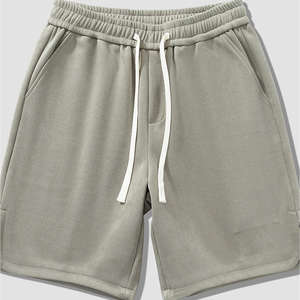 Pantalones cortos de lana de mezcla de algodón para hombre, ropa informal de verano al por mayor personalizada con cordón, cintura elástica, bolsillos laterales, respetuosos con el medio ambiente - Product Image 3