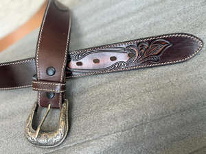 Cinturón de cuero genuino hecho a mano auténtico, cinturón floral pintado a mano occidental, cinturón de cintura Unisex de cuero mecanizado recién llegado - Product Image 5