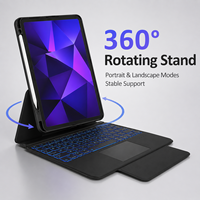 Étui clavier rotatif à 360° pour tablette OEM avec pavé tactile, coque magnétique détachable, touches rétroéclairées et support pour stylet pour la vente en gros