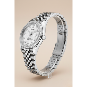 Montre automatique Ailuo Arctic Frost entièrement argentée avec cadran sport élégant, bracelet en cuir véritable et réserve de marche - Product Image 2