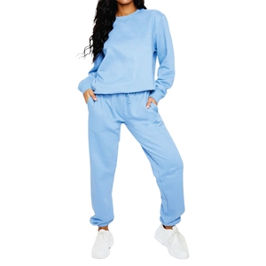 Conjunto de sudadera y joggers de gran tamaño azul de alta calidad personalizado, ropa de abrigo de invierno para hombre con característica transpirable tejida con puños - Product Image 1
