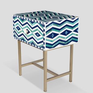 Table de chevet en bois massif Djvu avec incrustation d'os Meubles de chambre à coucher élégants - Product Image 3