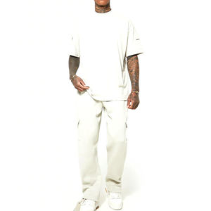 Camisetas de gran tamaño para hombre de algodón 100% de calidad superior, hombro caído de peso pesado personalizado con mangas cortas sólidas OEM/ODM - Product Image 2