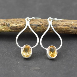 Pendientes de gota de estilo bohemio de Plata de Ley 925 para mujer, joyería hecha a mano con piedras preciosas de citrino clásicas a la moda para regalo de fiesta de amor - Product Image 4