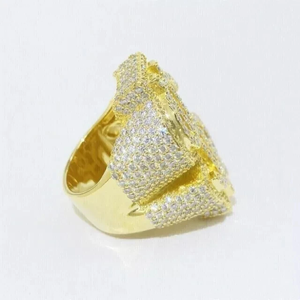 1.90Ct corte redondo Real Moissanite 14K anillo de hombre chapado en oro amarillo elegante lujoso con anillos de moissanita con signo de dólar - Product Image 3