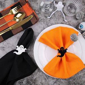 ห่วงรัดผ้าเช็ดปากลายผีมีสไตล์ดีไซน์สีขาวดำสำหรับงานวันเกิดวันฮาโลวีนของตกแต่งเพิ่มความเก๋ไก๋ให้กับกระดาษรับประทานอาหารของคุณ - Product Image 6