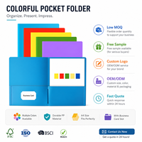 Carpeta de Plástico Resistente de Dos Bolsillos con Porta Tarjetas de Visita para Oficina, Escuela, Negocios y Currículum