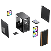 Ahşap PC Kasası Pencereli Micro ATX Mid Tower Mesh Panel Temperli Cam Özel Logo Siyah Stil Oyun Kasası USB3.0/USB1.1+HD Ses
