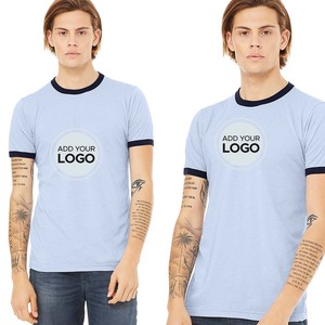 Custom Embroidery Bella + Canvas Men's <b>Jersey</b> <b>Short</b>-Sleeve Ringer T Shirt - Product Image 2
