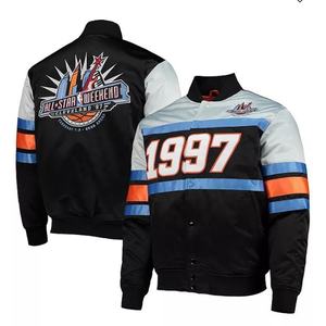 Fabricante de chaquetas universitarias de satén bordadas OEM, chaqueta universitaria americana, chaquetas de invierno transpirables de satén con letras - Product Image 1