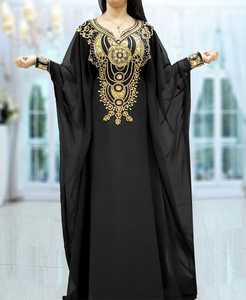Robes caftan musulmanes décontractées ABAHAY grande taille en polyester perlé Vêtements ABAYA - Product Image 4