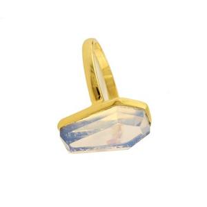 Anillo de Plata de Ley 925 de Alta Calidad con Engaste en Forma de Ataúd, Gema de Opalita Hecha a Mano, Chapado en Oro de 18K, Estilo Indio para Boda - Product Image 2