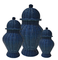 Meilleure vente de pots de gingembre en rotin tissés à la main pot de gingembre en osier coloré ensemble en blanc fait à la main du Vietnam