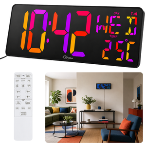Reloj de Pared Digital LED Grande con Indicador de Temperatura, Calendario, Alarma, Reloj de Escritorio Rectangular Eléctrico para Sala de Estar - Product Image 2