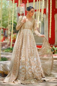 MAGNIFIQUE ROBE DE MARIÉE INDIENNE & ROBE DUPATTA-ornée de perles de verre en cristal, pierre, FULL OF DABKA work for Wedding = 2024 - Product Image 2