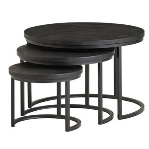 Morden Luxury Customizable Minimalist Solid Wood Round Black Coffee Tables Set of 3pcs <b>for</b> Living Room Furniture - Product Image 1