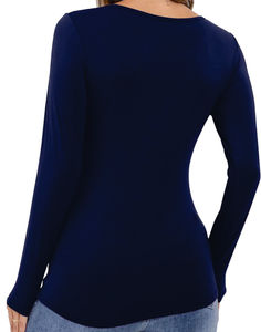 เสื้อยืดผู้ชายแขนยาวผ้าเรยอนเข้ารูปสำหรับผู้หญิงได้รับการออกแบบมาเพื่อยืดรูปร่างและประจบอย่างเป็นธรรมชาติ - Product Image 6