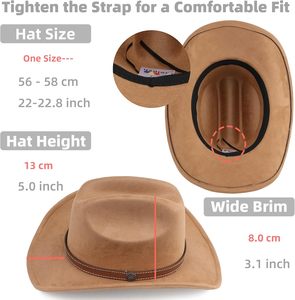 Sombrero de Vaquero Occidental Camel, Unisex, Casual, Ajustable, Ala Corta y Ancha, para Playa, GK Leather Industries - Product Image 3
