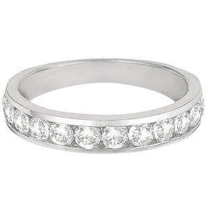 14K White <b>Gold</b> Channel-<b>Set</b> Diamond Anniversary <b>Ring</b> Band 1.05ct Diamond <b>Ring</b> - Product Image 4