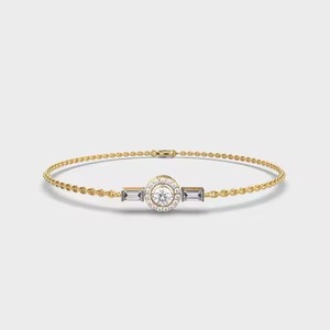 สร้อยข้อมือเพชรโมอิสทรงกลมและบาแกตต์ทุกวันอุปกรณ์เสริมที่หรูหราและใช้งานได้หลากหลาย - Product Image 3