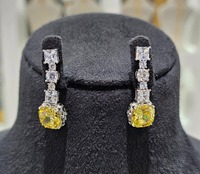 Chic jaune canari coussin en forme de Moissanite diamant collier avec boucles d'oreilles beau collier personnalisé bijoux cadeau pour elle