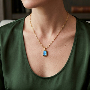 Labradorita 925 plata esterlina Octágono forma chapado en oro colgante joyería hacer piedra cortada mes de junio - Product Image 6