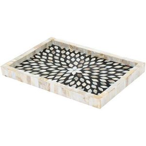 BANDEJA DE HUESO DE FORMA CUADRADA HECHA A MANO con patrones de diseño floral Bandeja de servicio con incrustaciones de hueso Fiesta de Navidad - Product Image 6