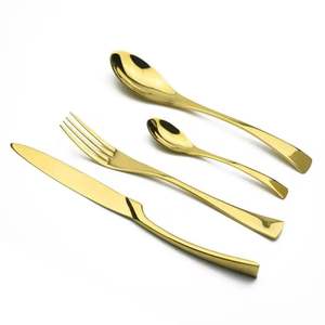 Luxury Modern <b>Gold</b> Plated Stainless Steel <b>Cutlery</b> <b>Set</b> Flatware Sustainable Durable Knife Fork Spoon <b>Set</b> Party - Product Image 1