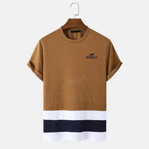 T-shirts à col rond imprimés sur mesure pour hommes, tissu à séchage rapide, options de marque personnalisées, t-shirt en coton écologique pour hommes - Product Image 1