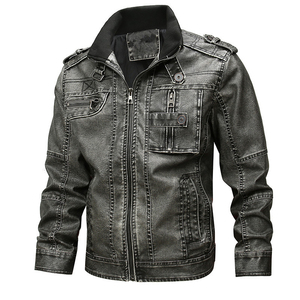 2025 <b>Mens</b> Winter <b>Jacket</b> PU Leather Stand Collar Zipper <b>Long</b> Sleeve Pocket Casual Outerwear Trendy High Street Breathable - Product Image 2