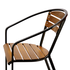 Silla de Jardín 02 GCF113 con Estructura de Hierro y Madera de Acacia Impermeable, Estilo Silla Luna de Madera Sólida 02 - Product Image 5