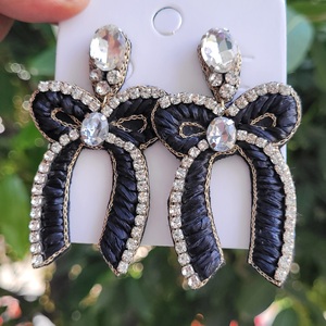 Bow Design Raffia Embroidered Classic Ethnic Silver Plated <b>Handmade</b> <b>Earrings</b> From India for Women and Girls Fashion Jewelry - Product Image 2